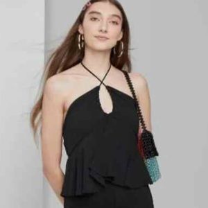 Brand New with Tags Black Woven Halter Flowy Tank Top